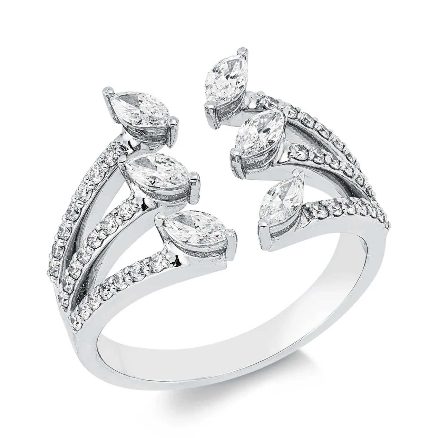 Ring aus 750 Gold Weißgold 48 Diamanten 0,99ct B:13,9mm