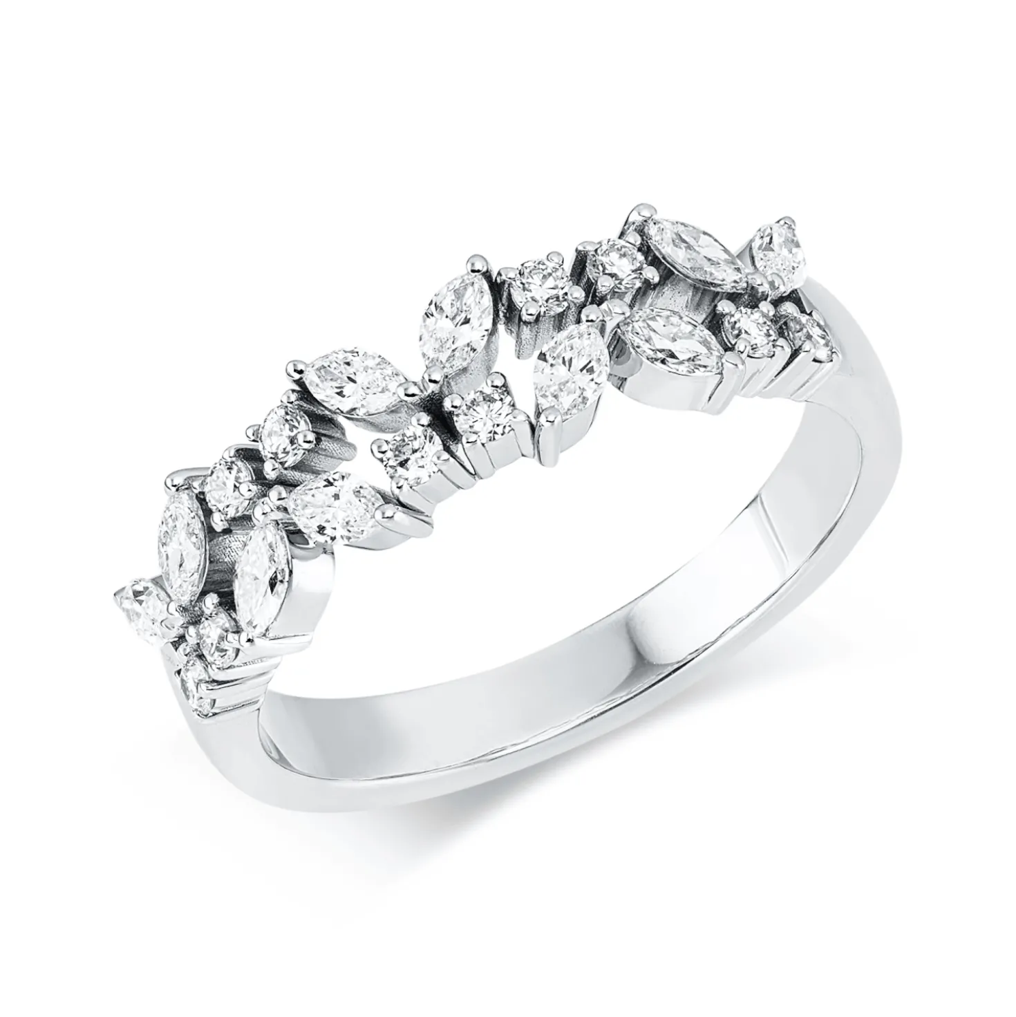 Ring aus 750 Gold Weißgold 20 Diamanten 0,61ct B:5,5mm
