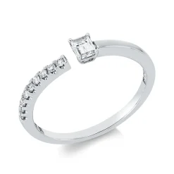 Ring aus 750 Gold Weißgold 10 Diamanten 0,26ct B:3,8mm