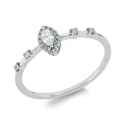 Ring aus 750 Gold Weißgold 19 Diamanten 0,15ct B:6,8mm
