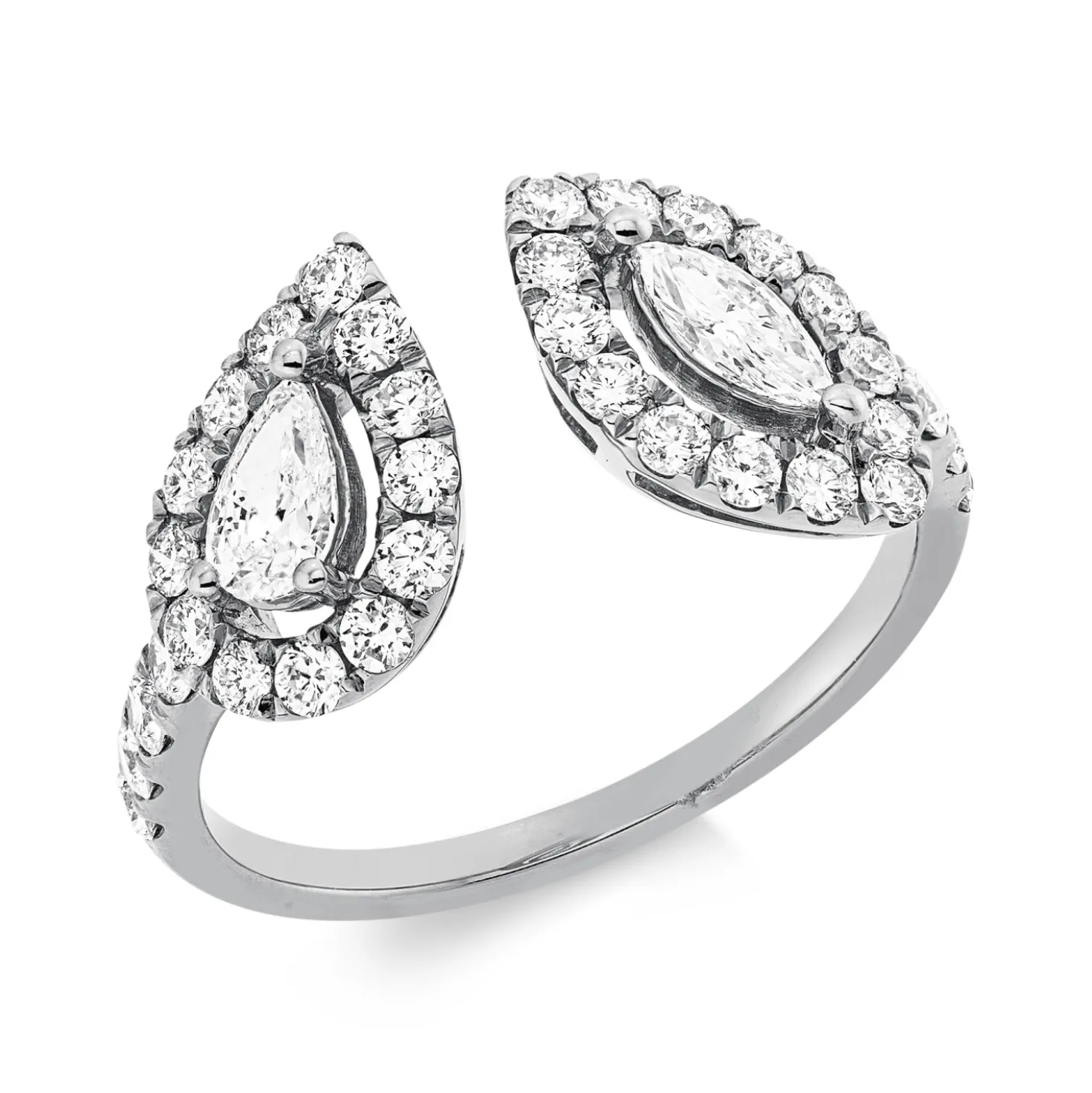 Ring aus 750 Gold Weißgold 37 Diamanten 1,06ct B:10mm