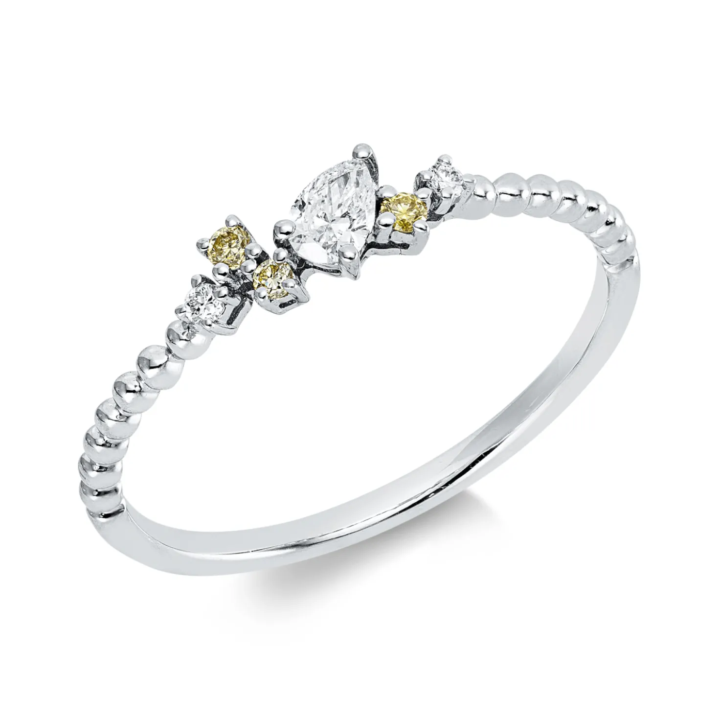 Ring aus 750 Gold Weißgold 6 Diamanten 0,17ct B:3,7mm