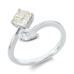 Ring aus 750 Gold Weißgold 2 Diamanten 1,29ct B:12,2mm