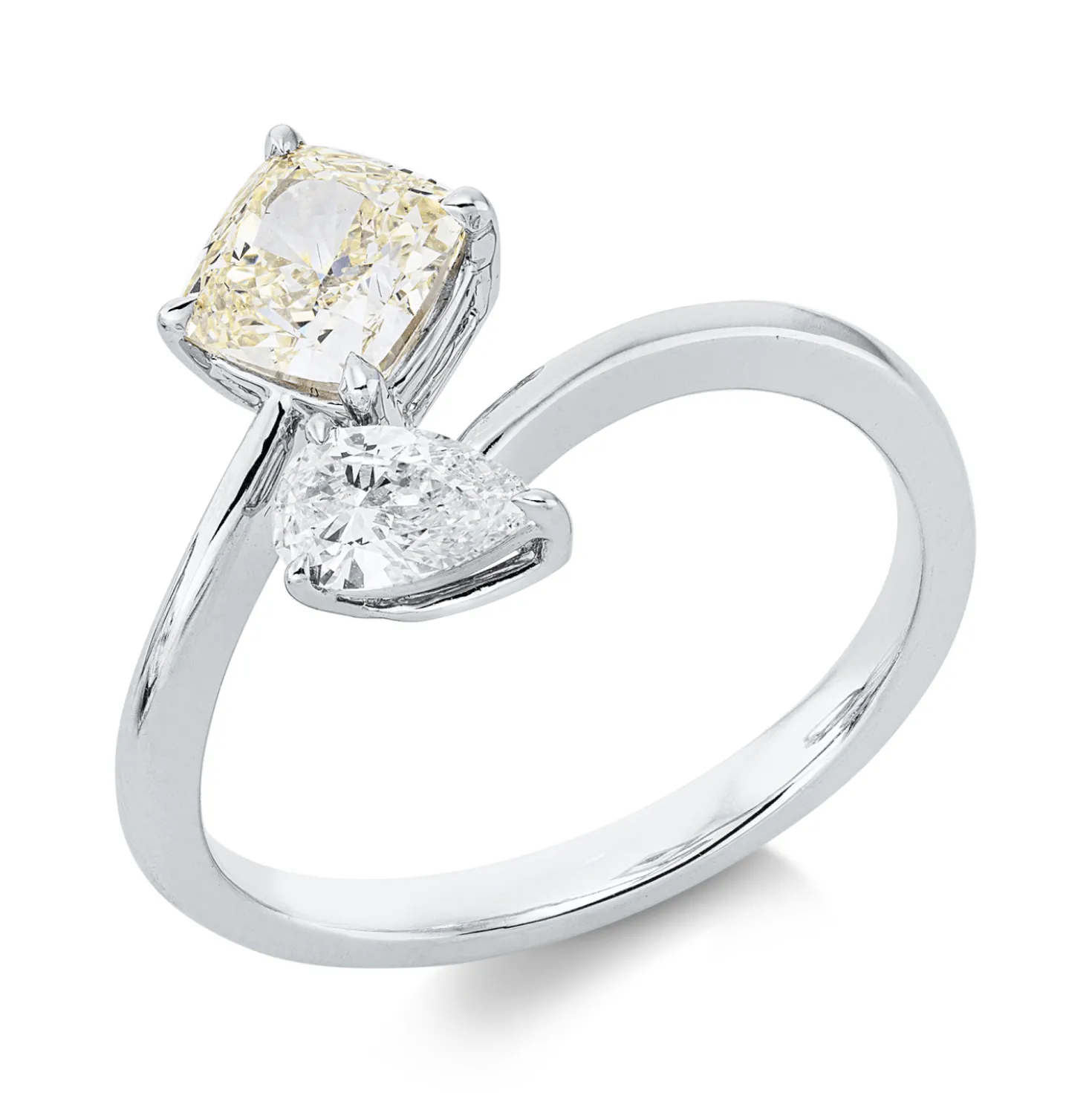 Ring aus 750 Gold Weißgold 2 Diamanten 1,29ct B:12,2mm