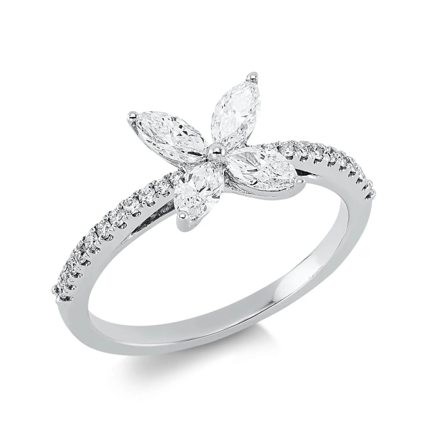 Ring aus 750 Gold Weißgold 26 Diamanten 0,62ct B:7,9mm