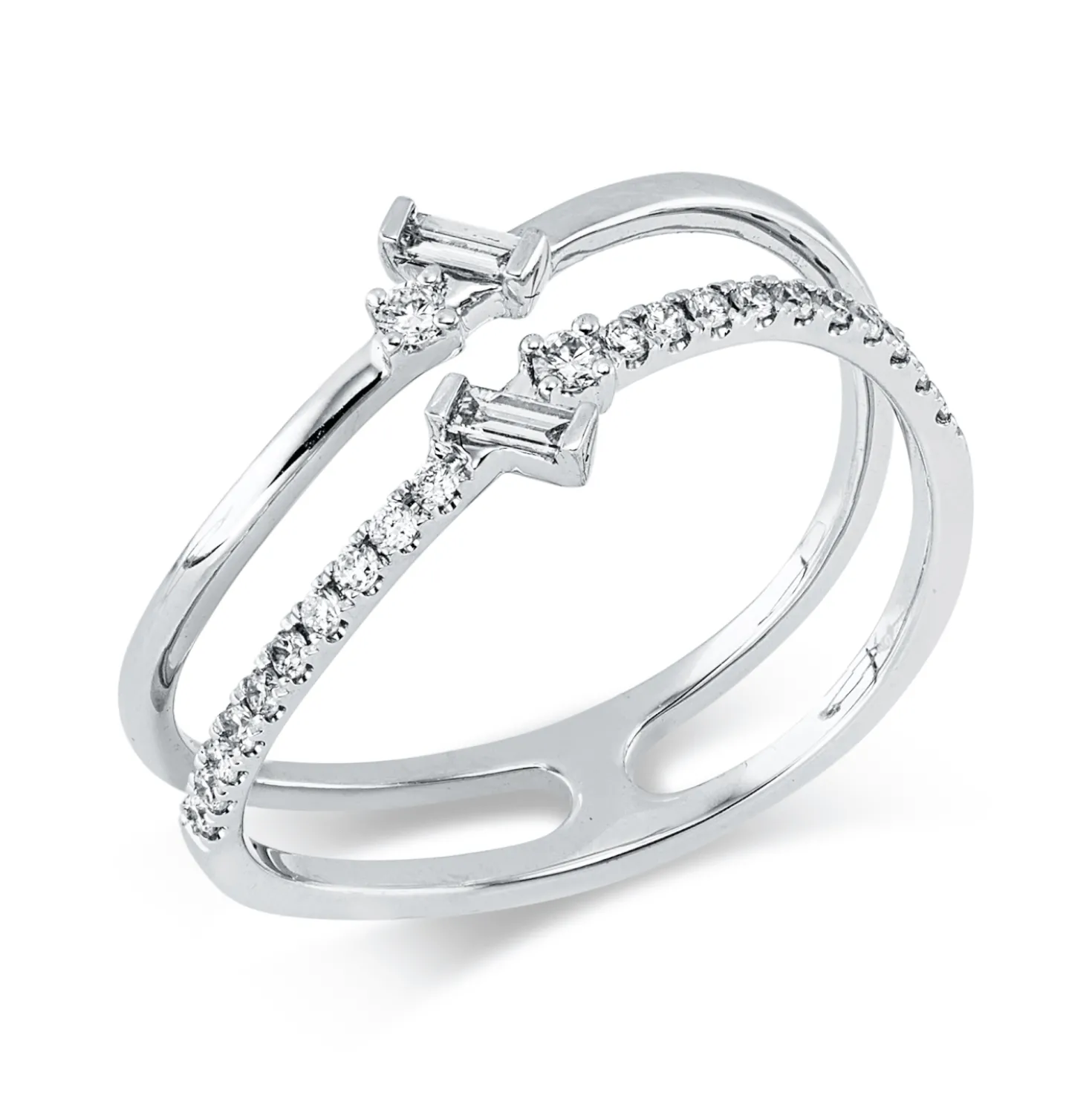 Ring aus 750 Gold Weißgold 24 Diamanten 0,18ct B:7,2mm