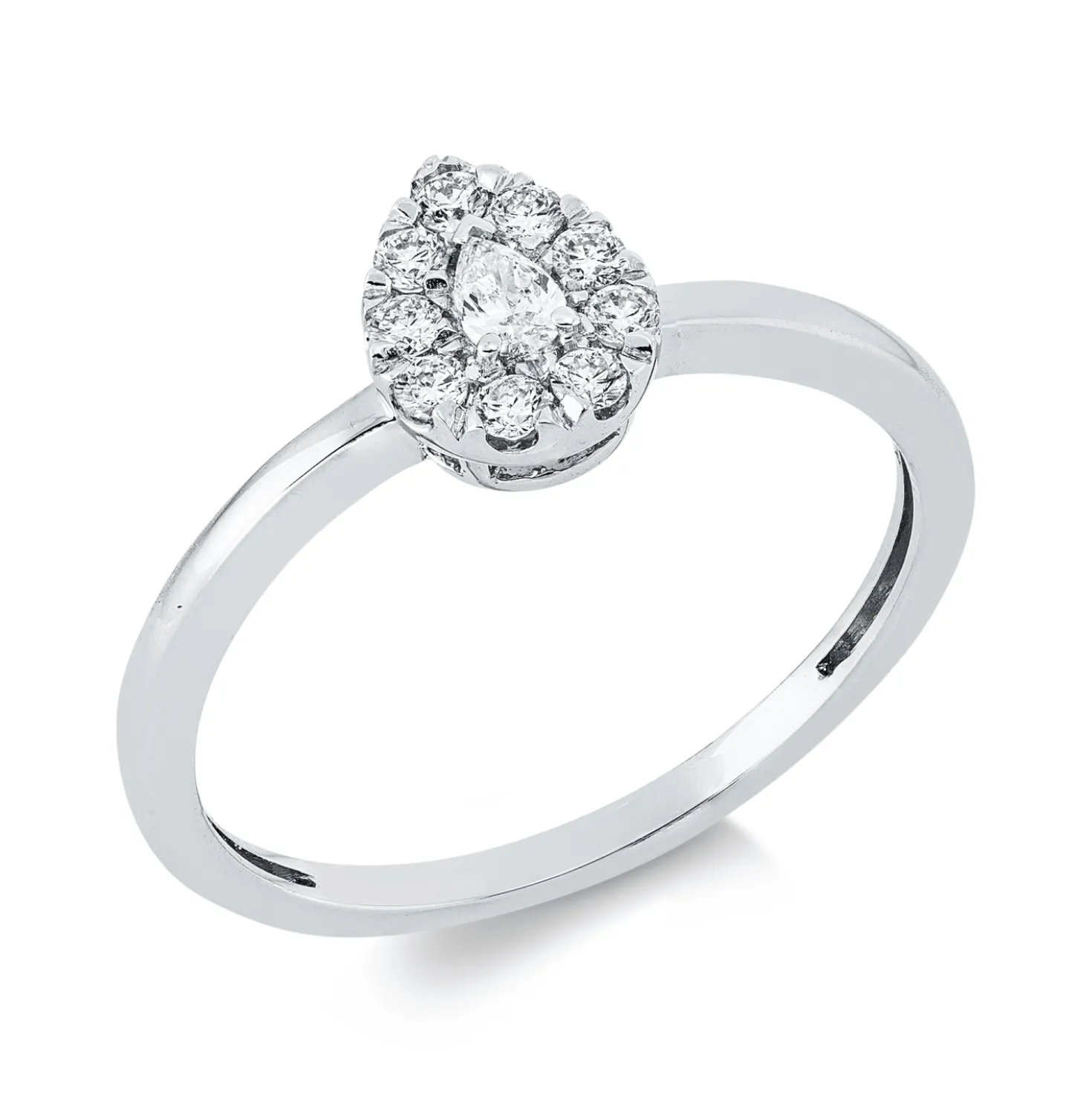 Ring aus 750 Gold Weißgold 10 Diamanten 0,19ct B:7,8mm