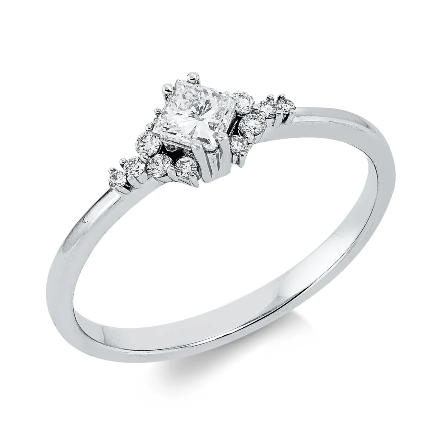 Ring aus 750 Gold Weißgold 13 Diamanten 0,32ct B:4,3mm