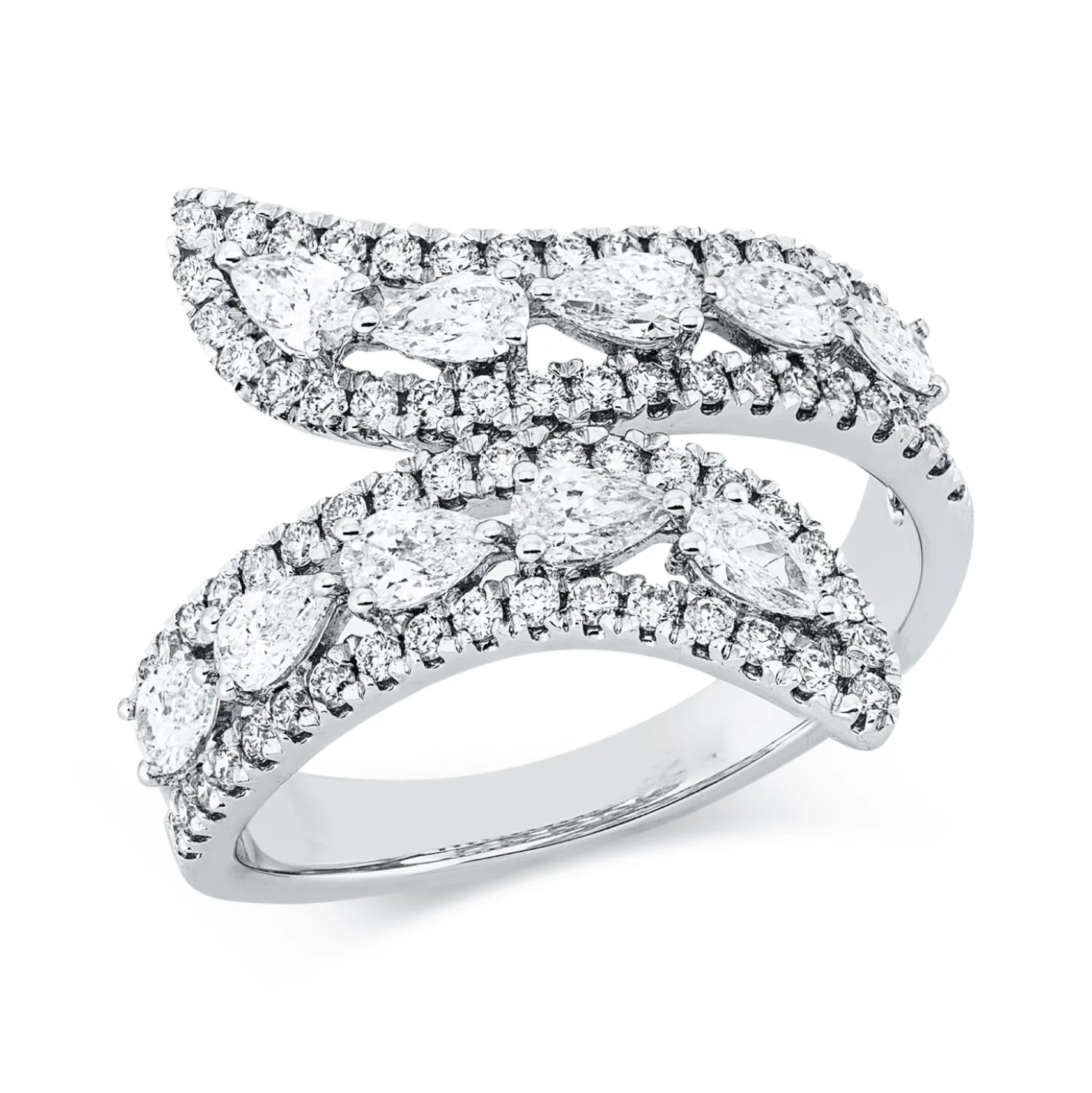 Ring aus 750 Gold Weißgold 82 Diamanten 1,22ct B:19,3mm