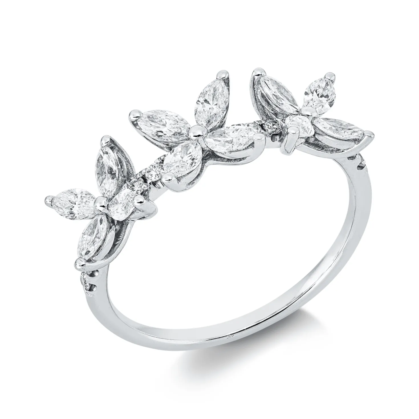 Ring aus 750 Gold Weißgold 26 Diamanten 0,81ct B:6,3mm
