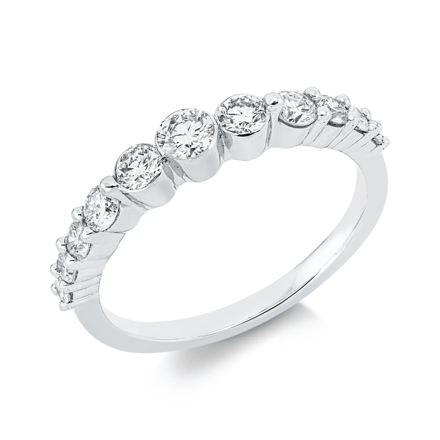 Ring aus 750 Gold Weißgold 11 Diamanten 0,65ct B:3,4mm