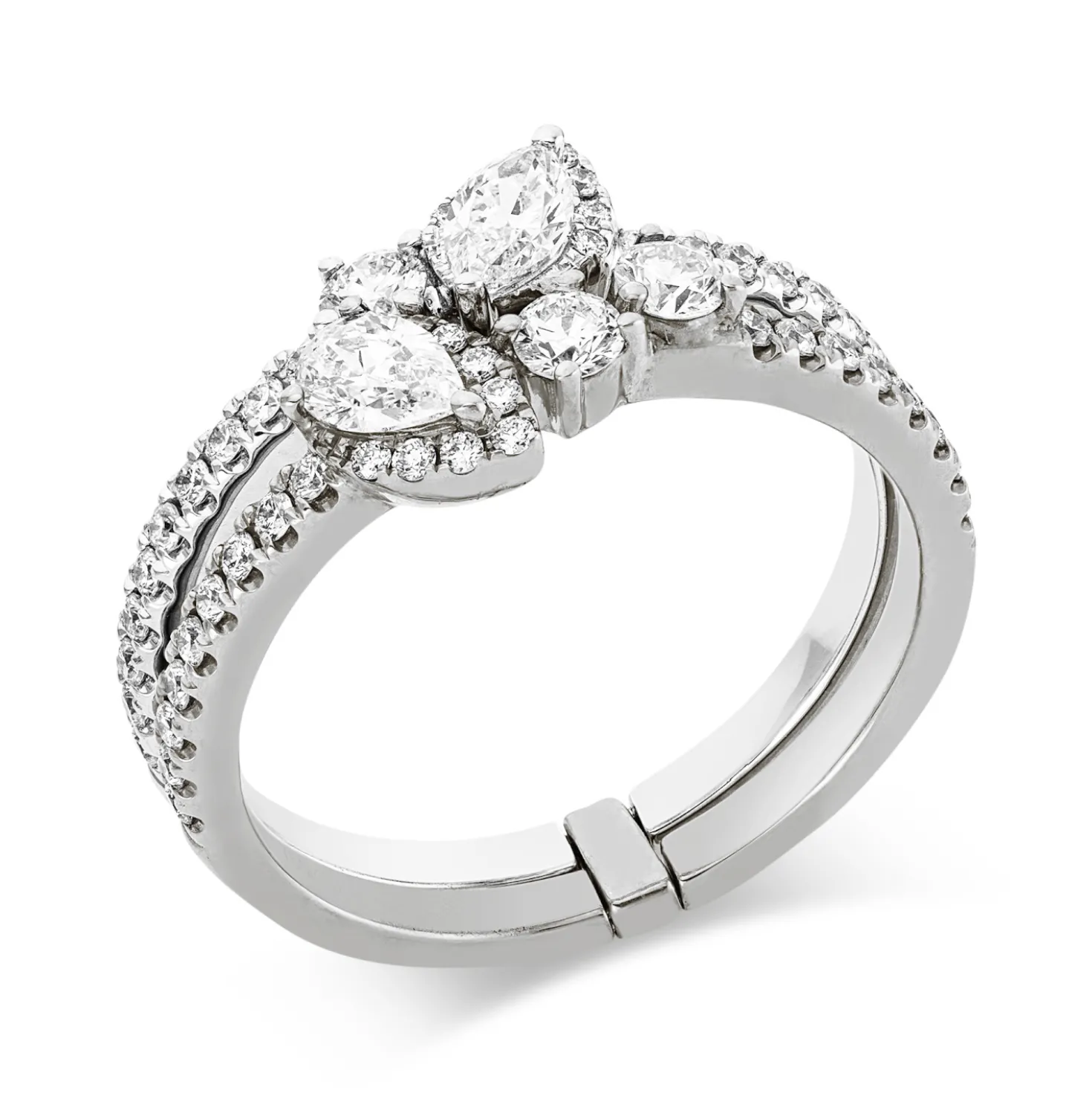 Ring aus 750 Gold Weißgold 55 Diamanten 0,9ct B:9,6mm