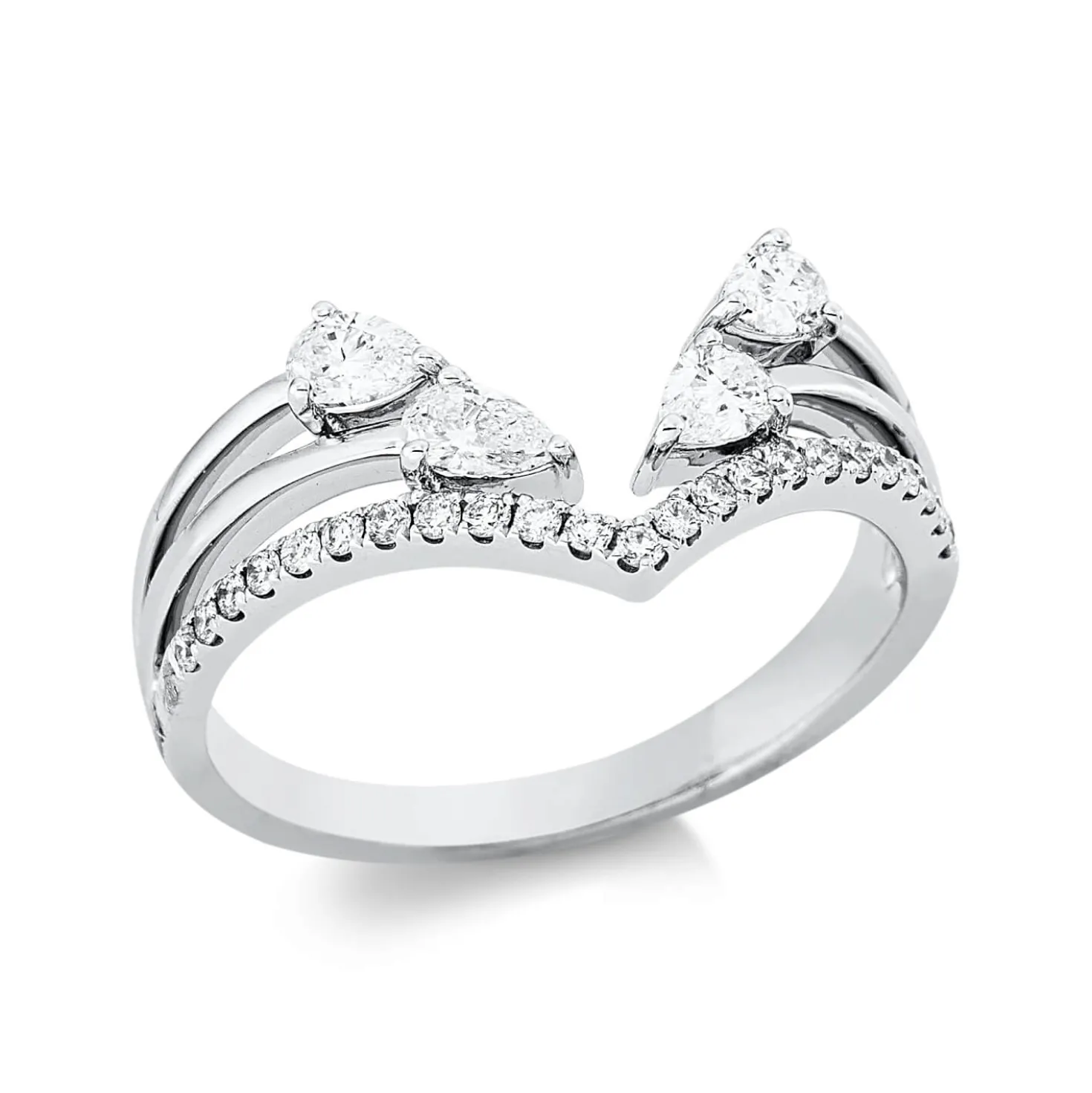 Ring aus 750 Gold Weißgold 27 Diamanten 0,55ct B:9,5mm