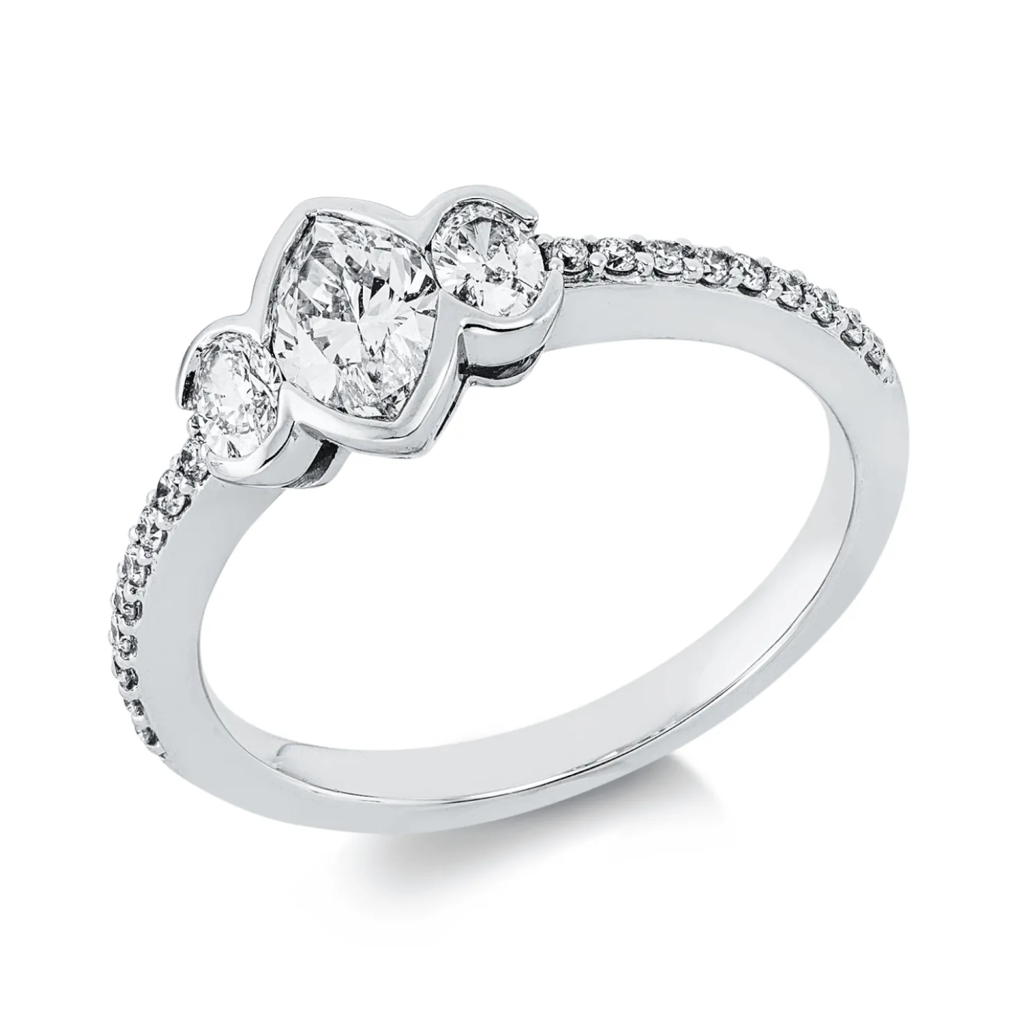 Ring aus 750 Gold Weißgold 21 Diamanten 0,85ct B:7,9mm