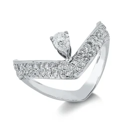 Ring aus 750 Gold Weißgold 59 Diamanten 0,65ct B:9,8mm