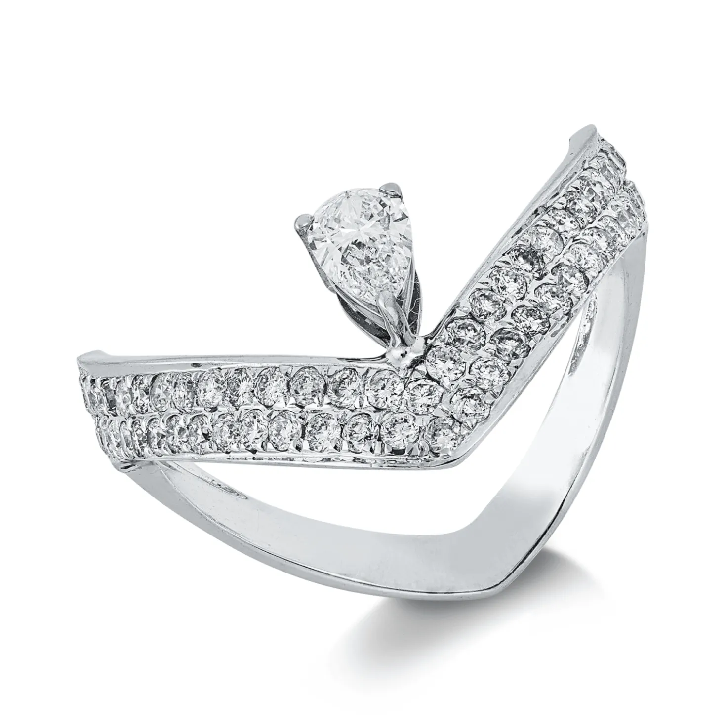 Ring aus 750 Gold Weißgold 59 Diamanten 0,65ct B:9,8mm