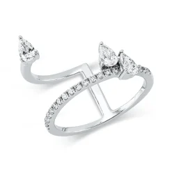 Ring aus 750 Gold Weißgold 22 Diamanten 0,6ct B:12,3mm