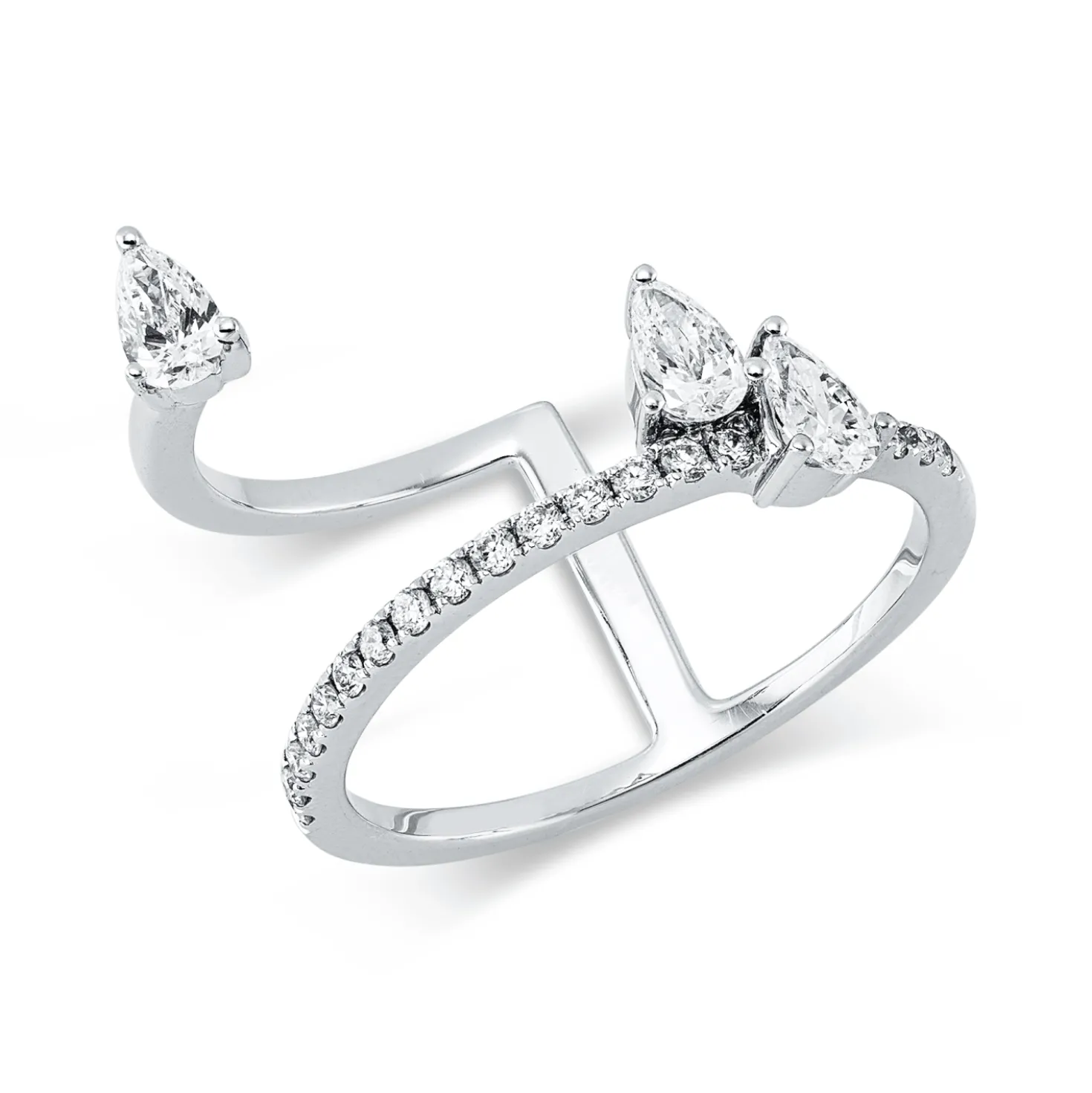 Ring aus 750 Gold Weißgold 22 Diamanten 0,6ct B:12,3mm