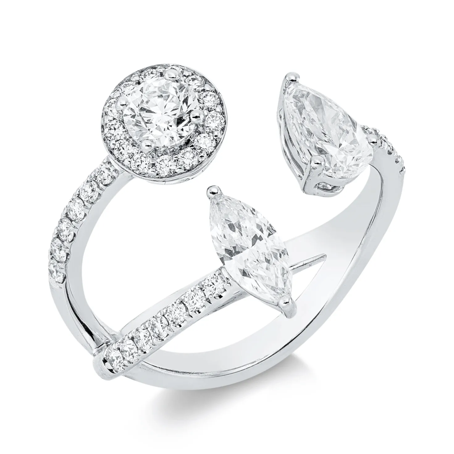 Ring aus 750 Gold Weißgold 35 Diamanten 1,16ct B:15,6mm