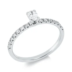 Ring aus 750 Gold Weißgold 15 Diamanten 0,34ct B:4,3mm 4er-Krappe