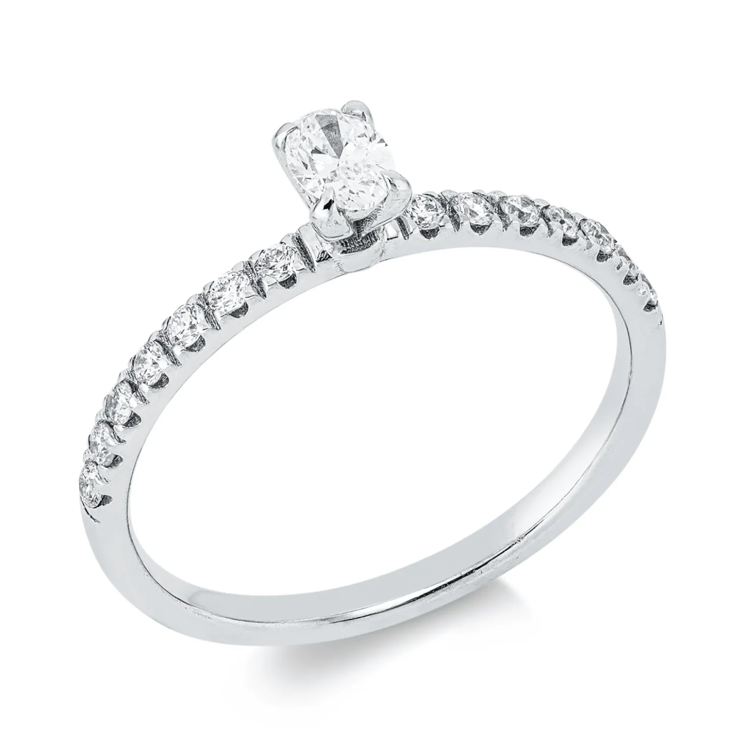 Ring aus 750 Gold Weißgold 15 Diamanten 0,34ct B:4,3mm 4er-Krappe