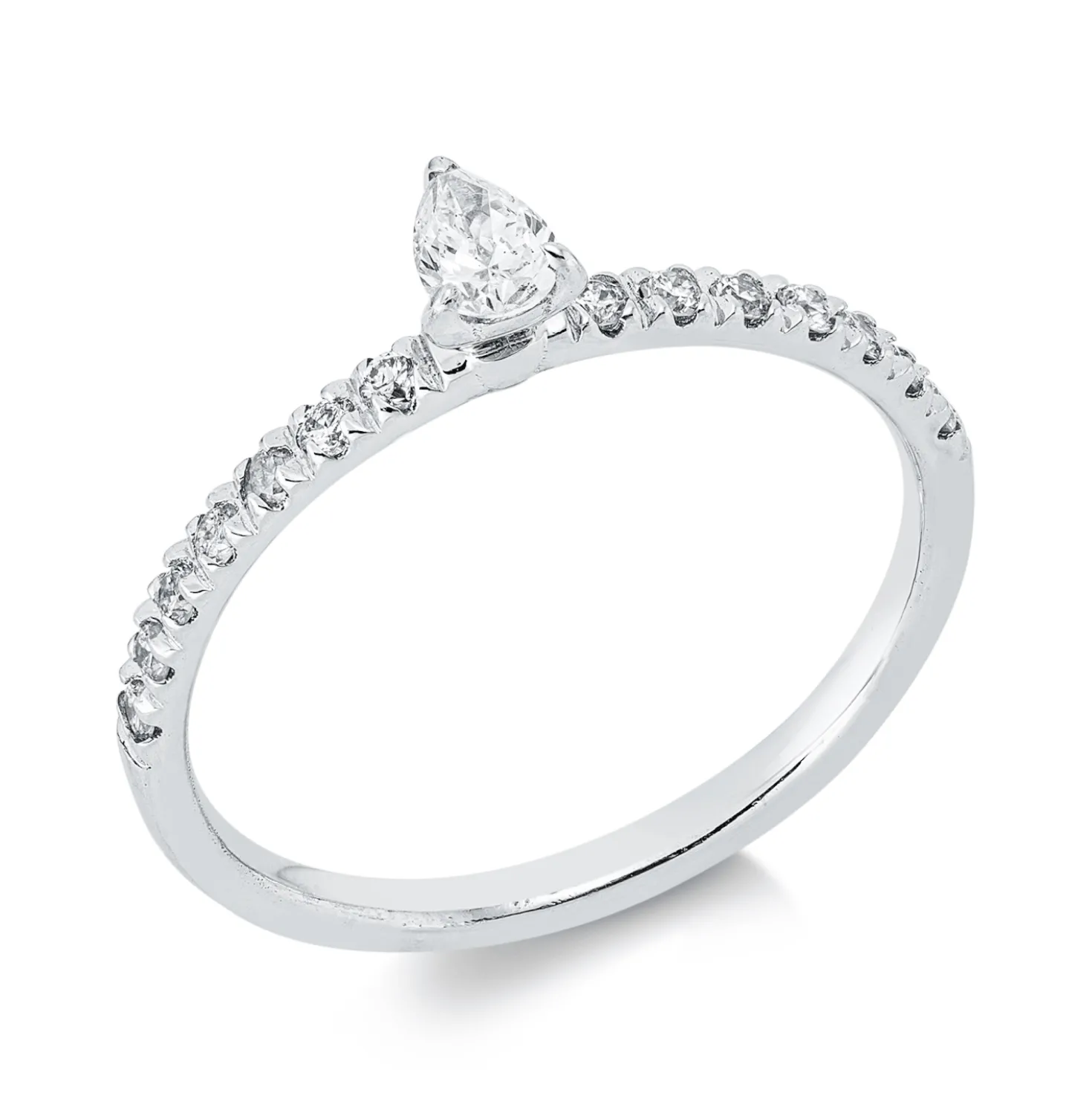 Ring aus 750 Gold Weißgold 15 Diamanten 0,33ct B:5mm 3er-Krappe