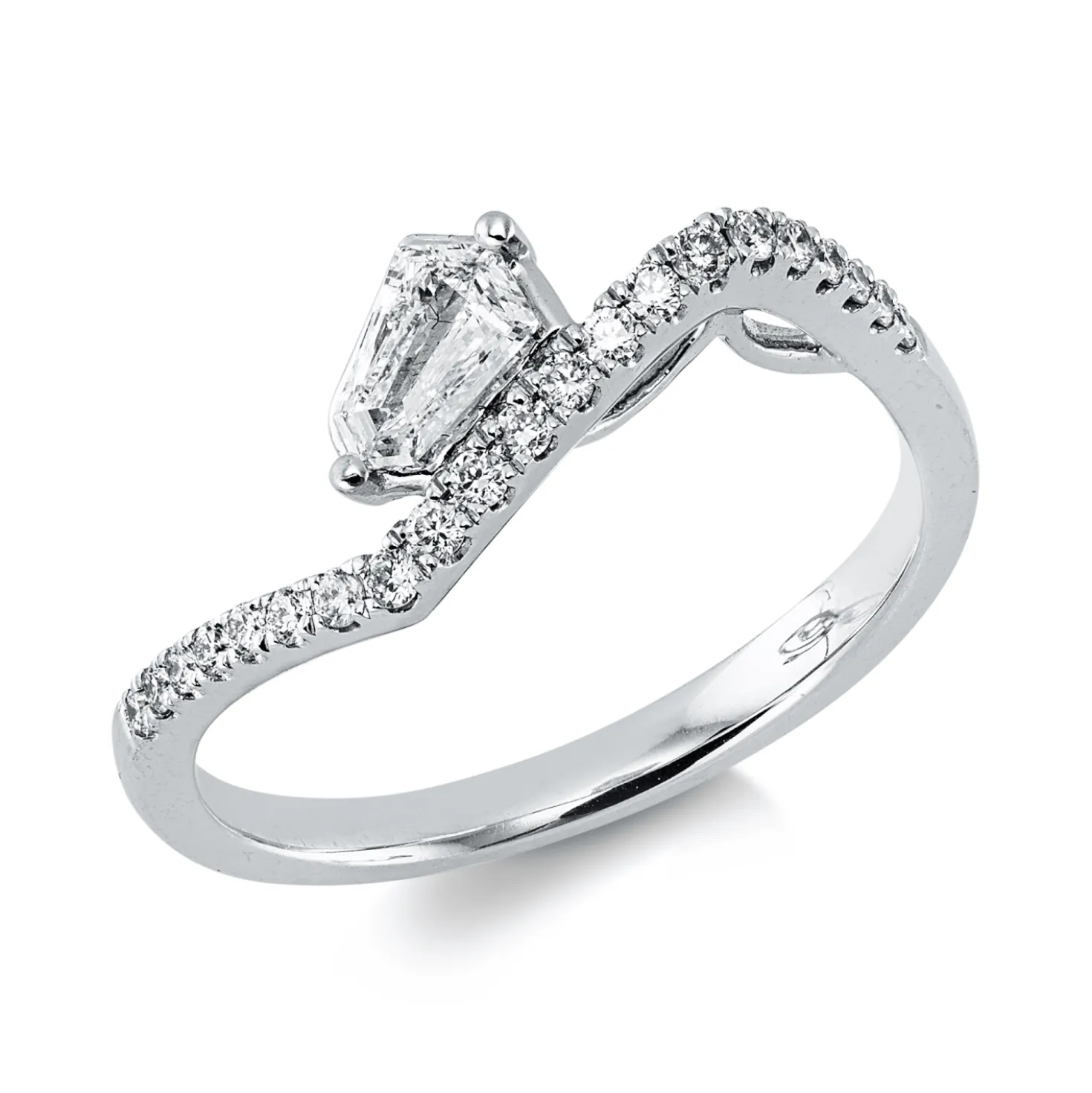 Ring aus 750 Gold Weißgold 22 Diamanten 0,35ct B:7,1mm 2er-Krappe