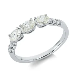 Ring aus 750 Gold Weißgold 9 Diamanten 0,77ct B:3mm 4er-Krappe