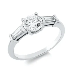 Ring aus 750 Gold Weißgold 3 Diamanten 1,43ct B:6,2mm 4er-Krappe