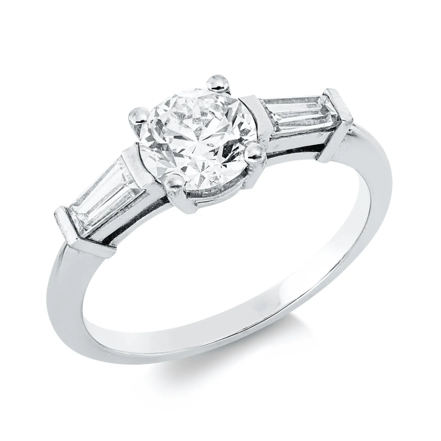 Ring aus 750 Gold Weißgold 3 Diamanten 1,43ct B:6,2mm 4er-Krappe