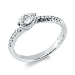 Ring aus 750 Gold Weißgold 15 Diamanten 0,4ct B:4,6mm Zarge