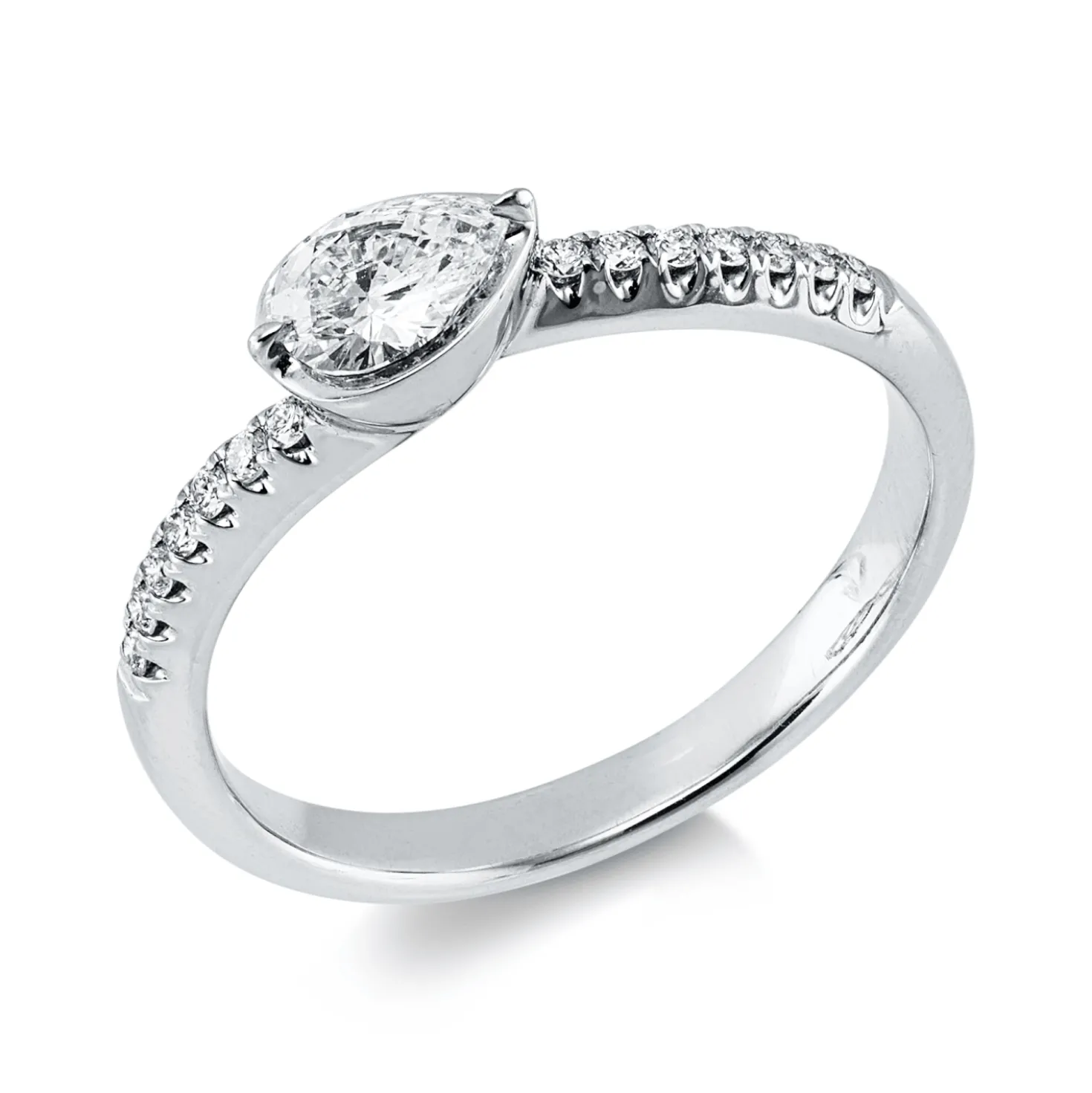 Ring aus 750 Gold Weißgold 15 Diamanten 0,4ct B:4,6mm Zarge