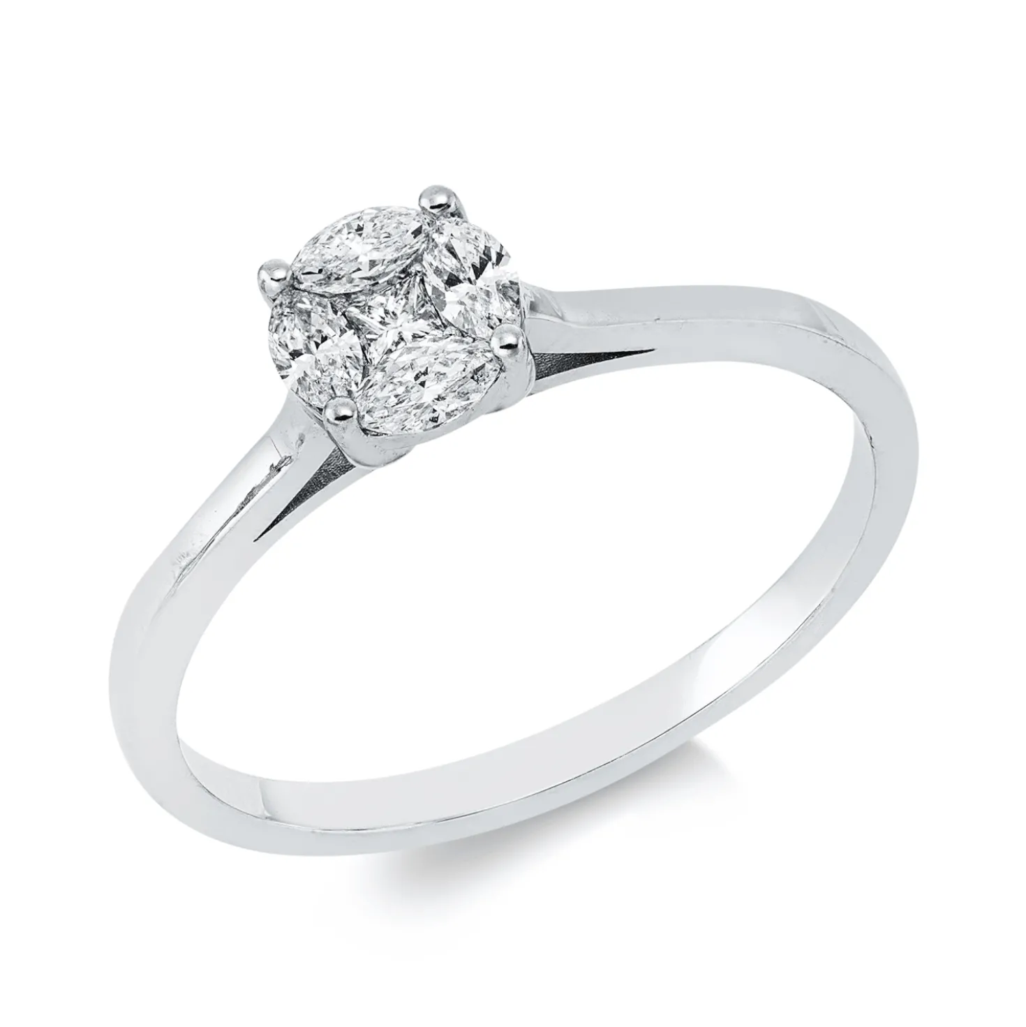Ring aus 750 Gold Weißgold 5 Diamanten 0,27ct F-SI B:5,8mm