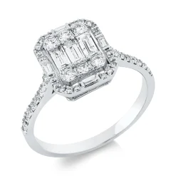 Ring aus 585 Gold Weißgold 49 Diamanten 0,76ct F-SI B:10,8mm