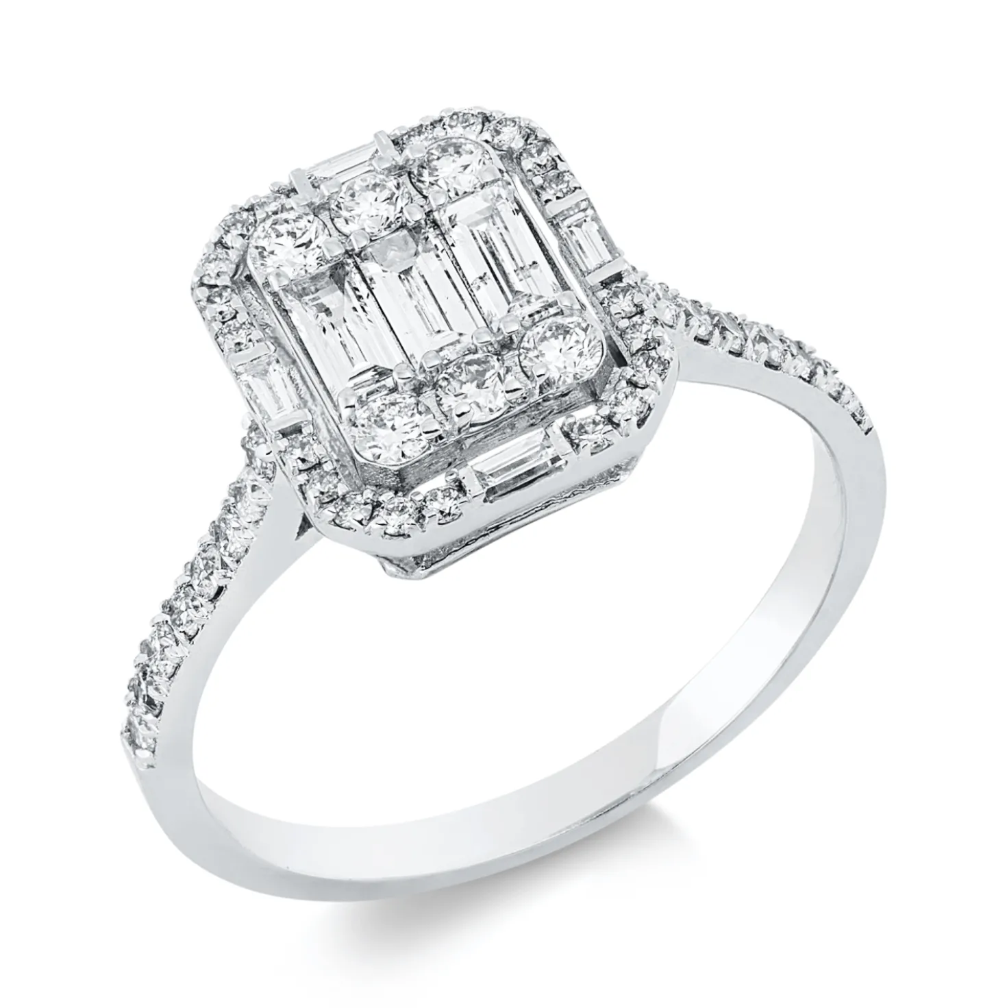 Ring aus 585 Gold Weißgold 49 Diamanten 0,76ct F-SI B:10,8mm