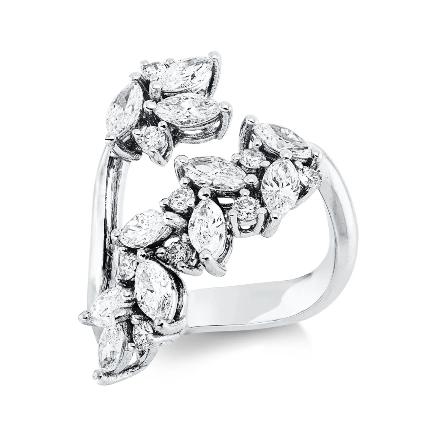 Ring aus 750 Gold Weißgold 20 Diamanten 1,78ct F-SI B:20,4mm