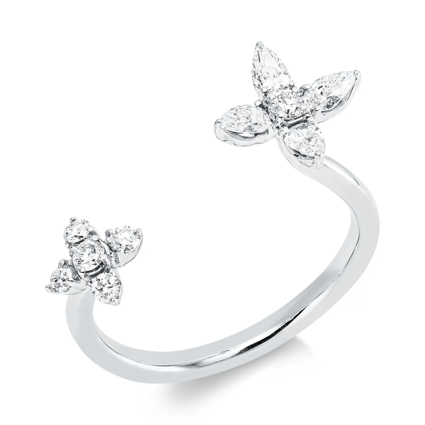 Ring aus 750 Gold Weißgold 10 Diamanten 0,43ct TW-PI B:9,5mm