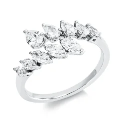 Ring aus 750 Gold Weißgold 10 Diamanten 1,09ct TW-SI B:9,1mm