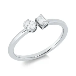 Ring aus 750 Gold Weißgold 2 Diamanten 0,32ct TW-SI B:4,3mm
