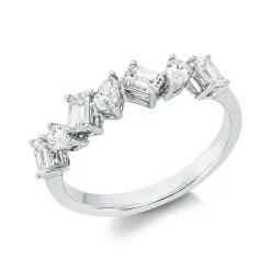 Ring aus 750 Gold Weißgold 7 Diamanten 0,88ct TW-SI B:4,5mm