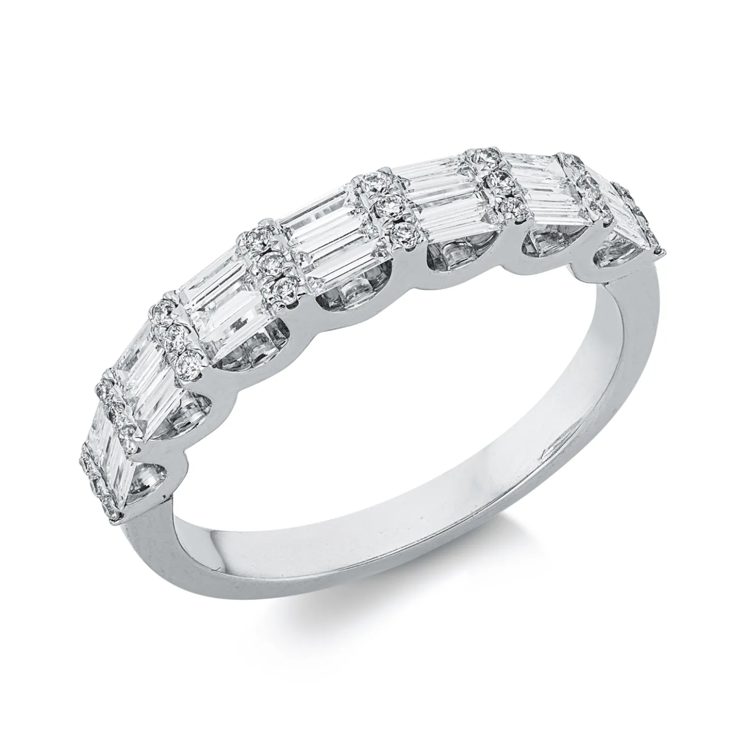 Ring aus 750 Gold Weißgold 45 Diamanten 0,54ct TW-SI B:3,5mm