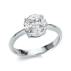 Ring aus 750 Gold Weißgold 8 Diamanten 0,83ct TW-SI B:8,5mm