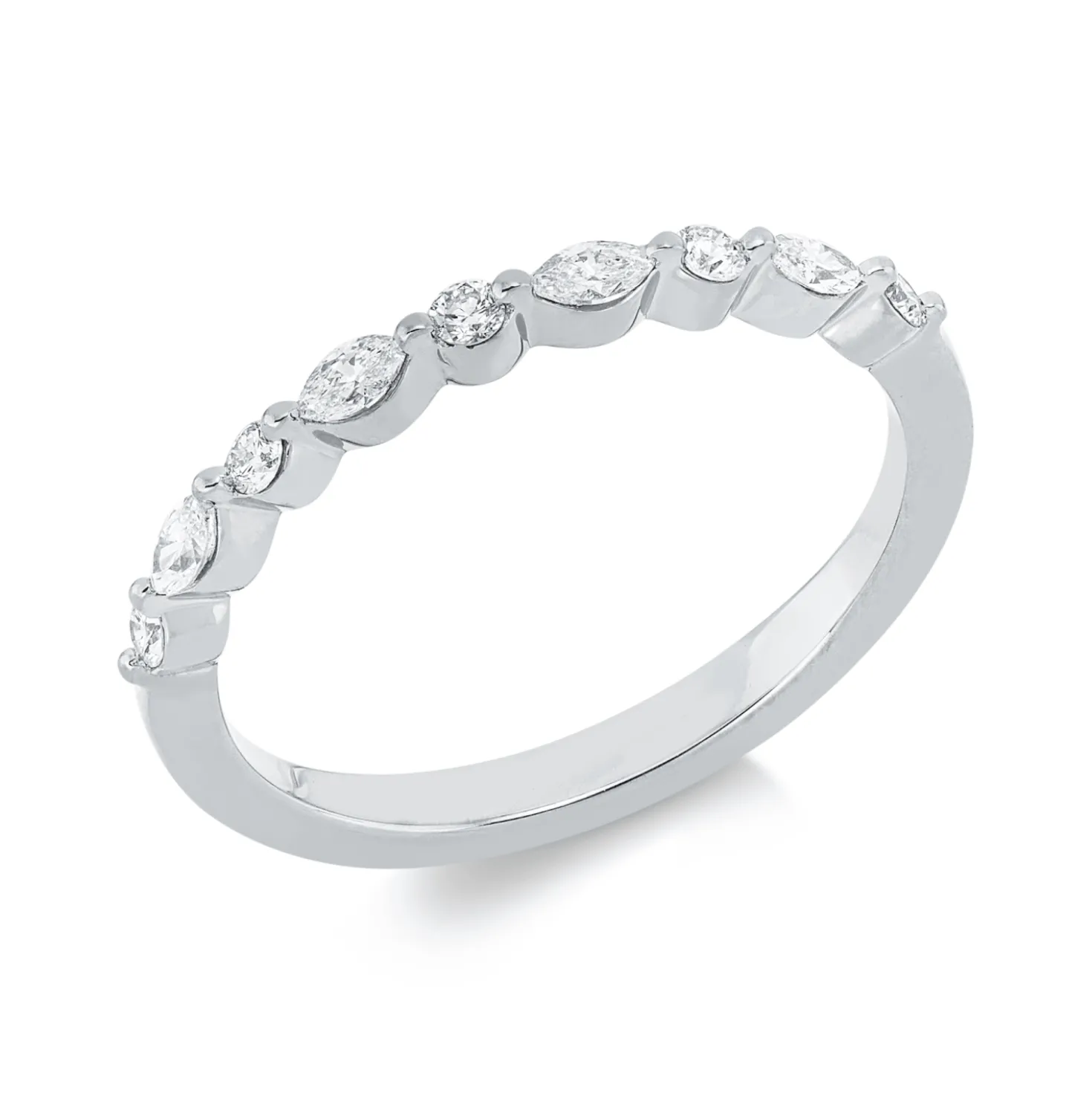 Ring aus 750 Gold Weißgold 9 Diamanten 0,25ct TW-SI B:2mm