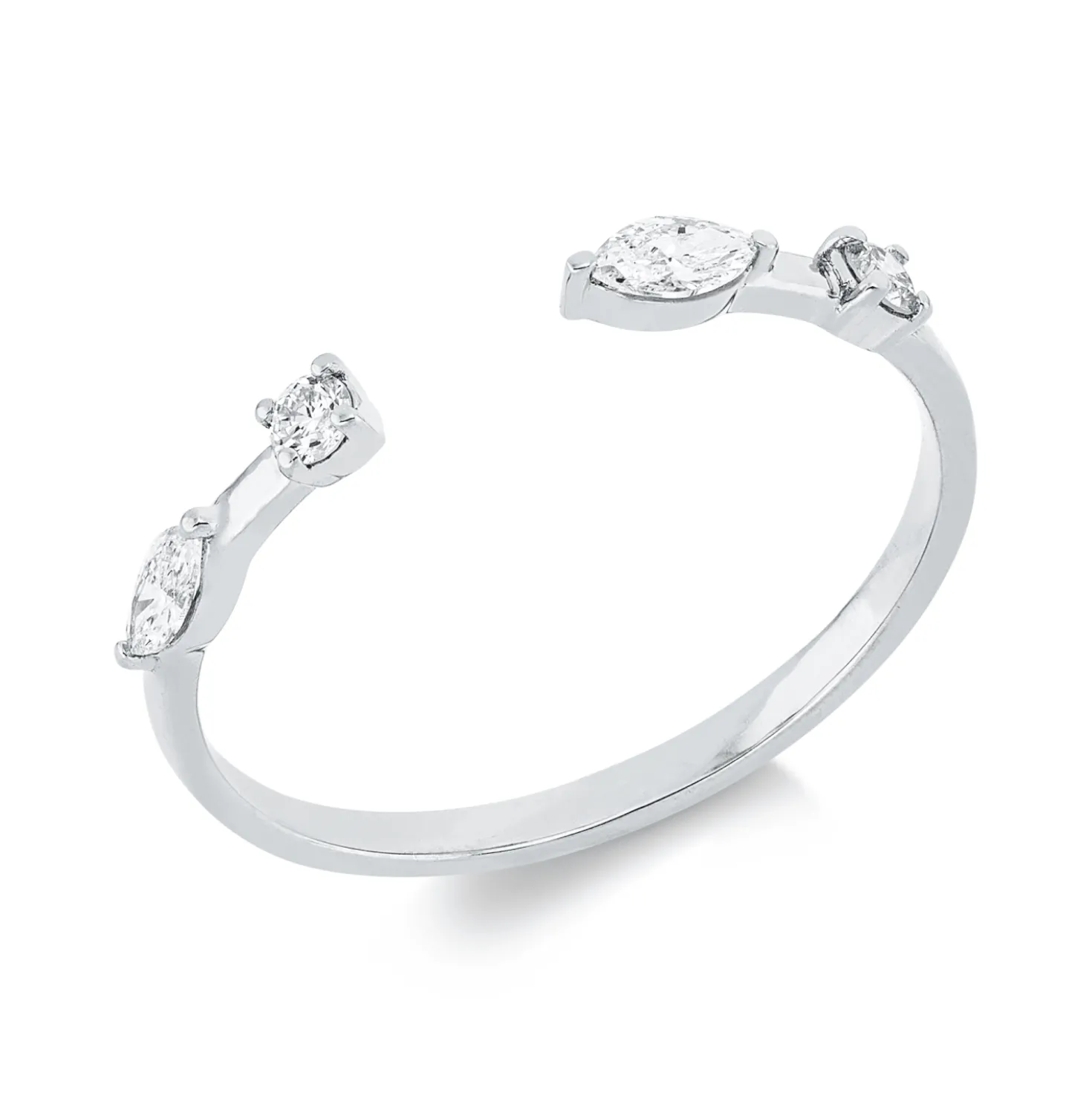Ring aus 750 Gold Weißgold 4 Diamanten 0,2ct TW-SI B:2,2mm