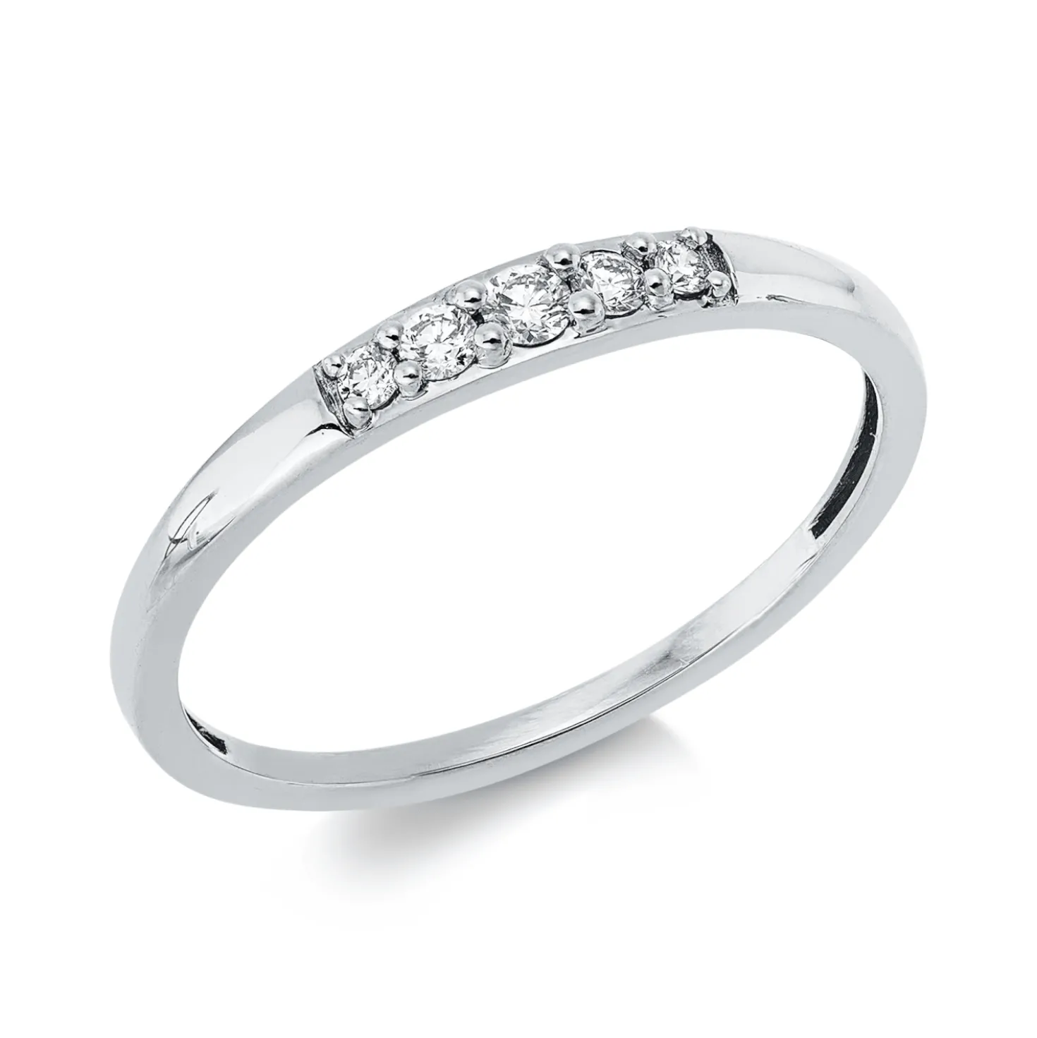 Ring aus 750 Gold Weißgold 5 Diamanten 0,11ct TW-SI B:2,3mm