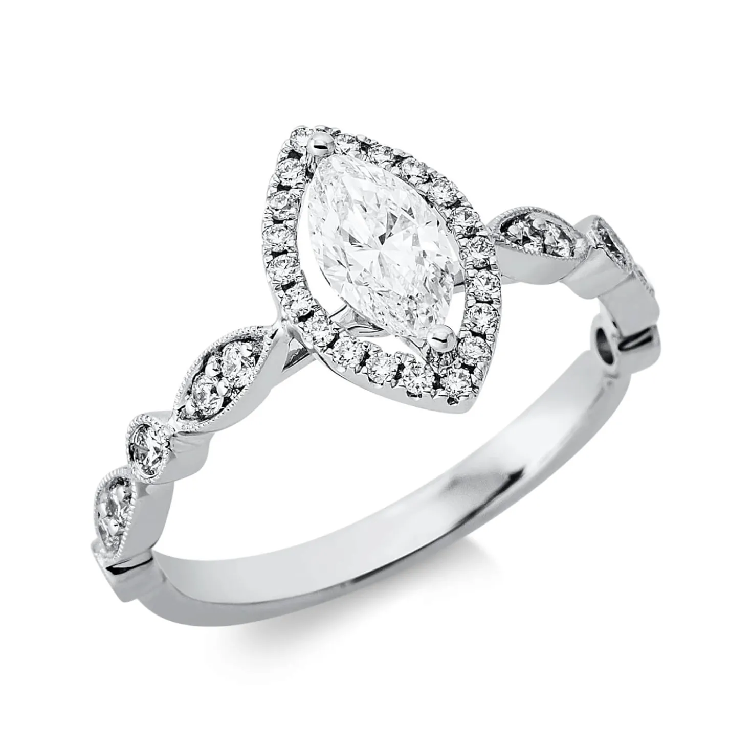Ring aus 750 Gold Weißgold 33 Diamanten 0,67ct TW-SI B:12,1mm