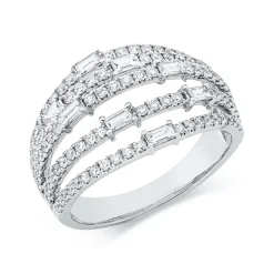 Ring aus 750 Gold Weißgold 110 Diamanten 1,13ct TW-SI B:12,9mm