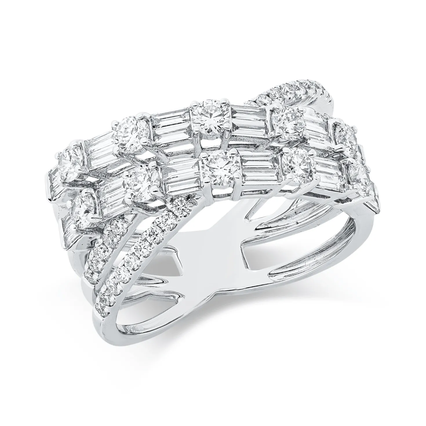 Ring aus 750 Gold Weißgold 62 Diamanten 1,39ct TW-SI B:10mm