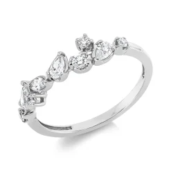 Ring aus 750 Gold Weißgold 9 Diamanten 0,35ct TW-SI B:5mm