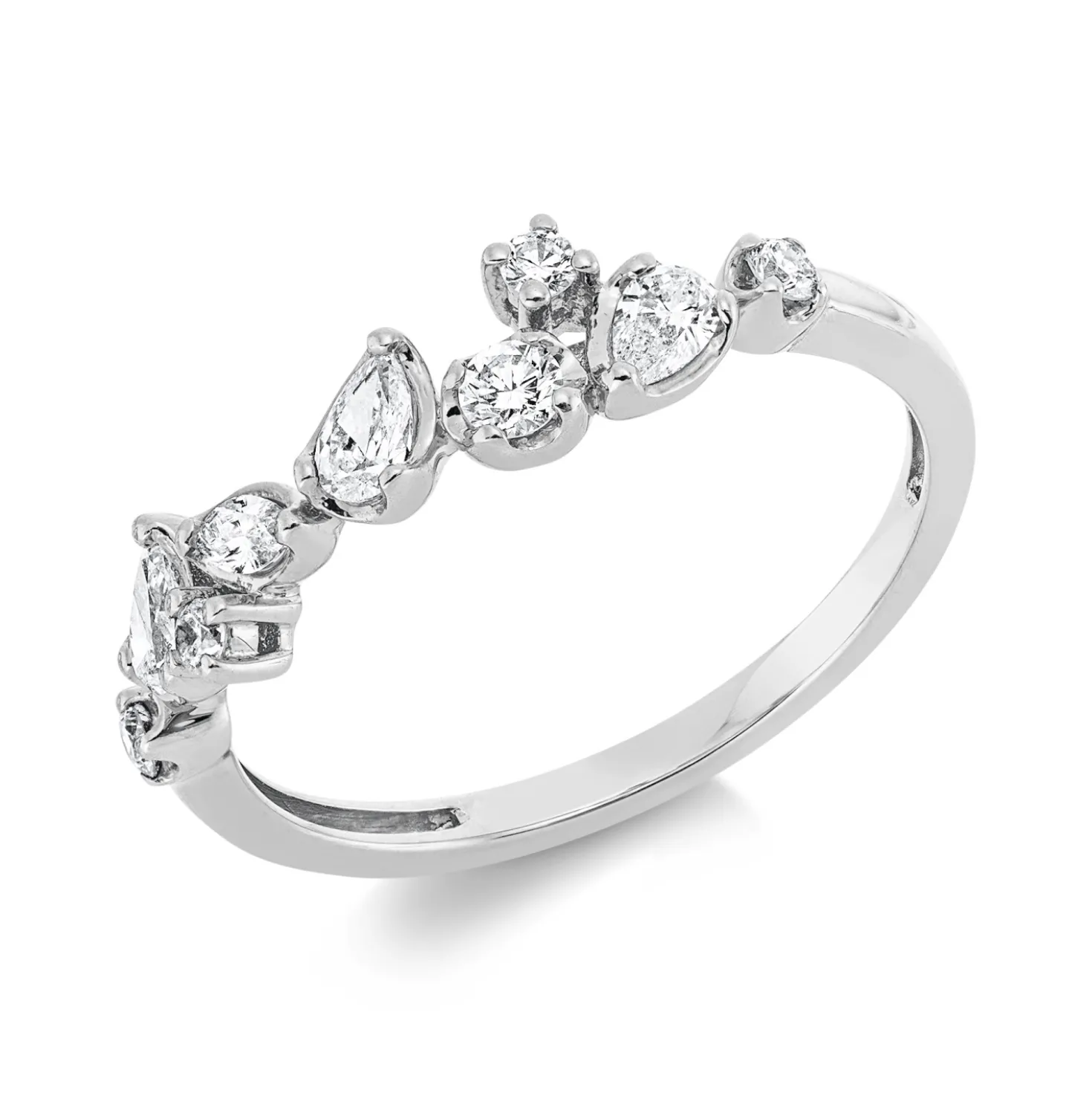 Ring aus 750 Gold Weißgold 9 Diamanten 0,35ct TW-SI B:5mm